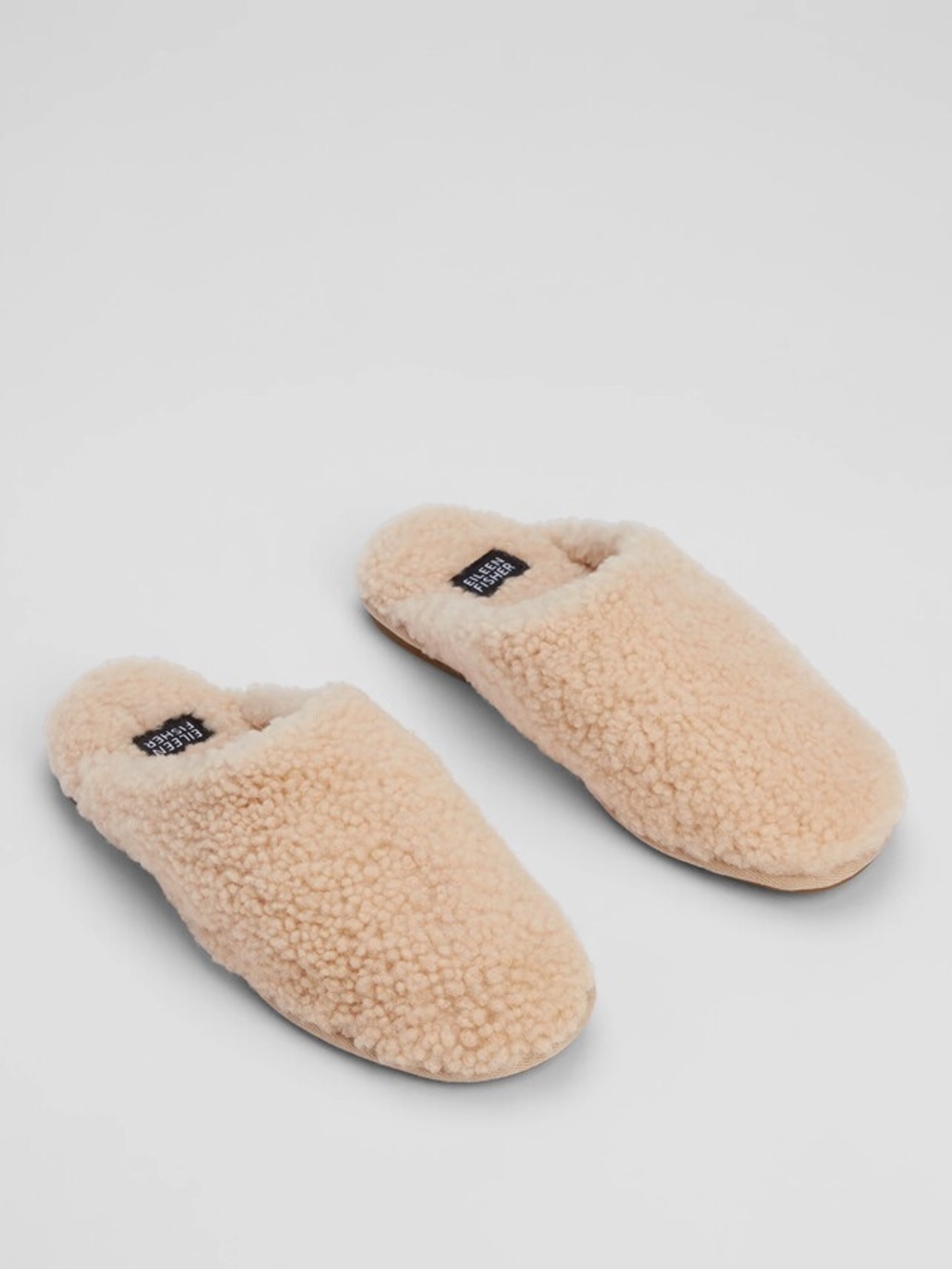 Eileen Fisher Cozy fur Slip-On Slippers in Beige size 8